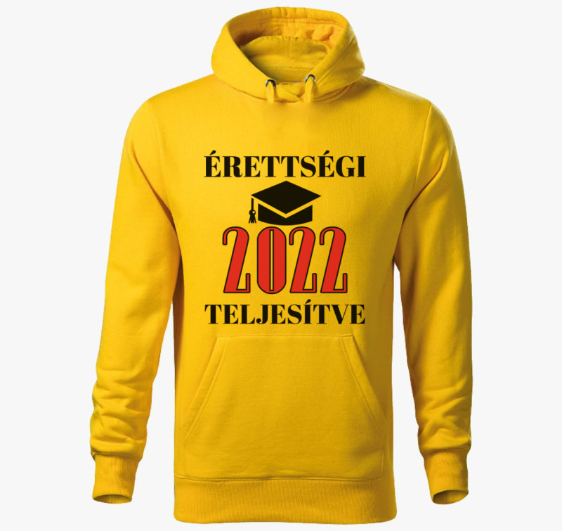 Érettségi teljesítve 2022 kapucnis pulóver — Sárga