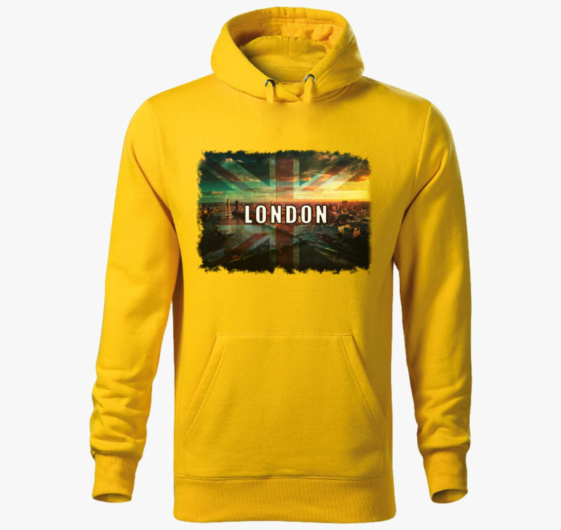 London látkép kapucnis pulóver — Sárga