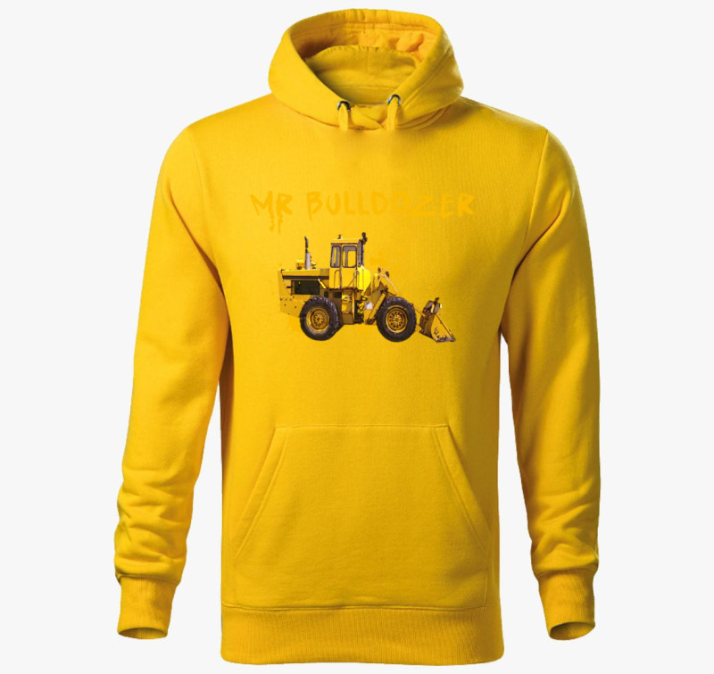 Mr. Bulldozer kapucnis pulóver — Sárga