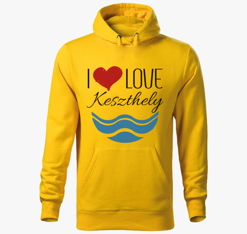 I love Keszthely kapucnis pulóver — Sárga