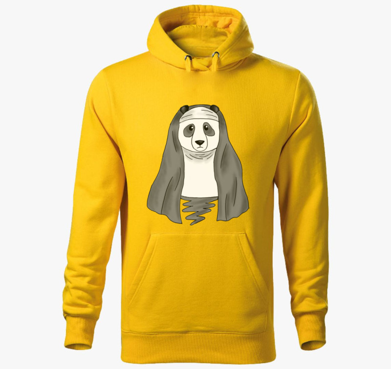 Apáca panda kapucnis pulóver — Sárga