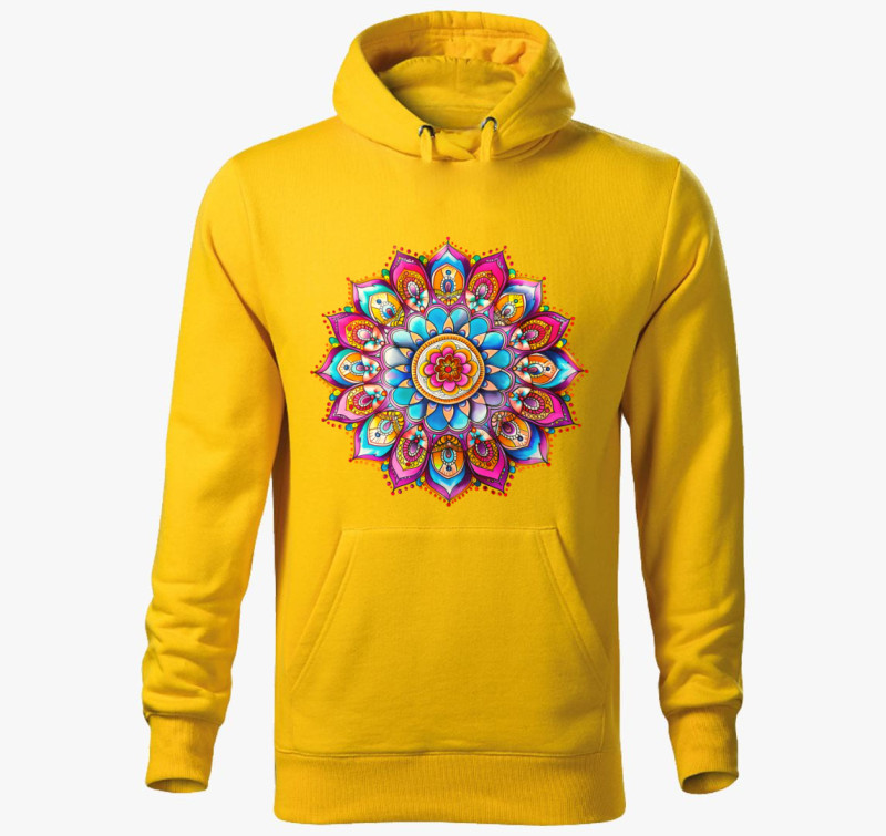 Mandala jel kapucnis pulóver — Sárga