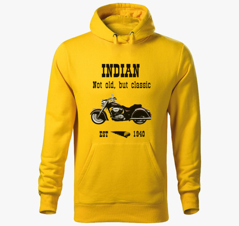 Klasszikus Indián Motor kapucnis pulóver — Sárga