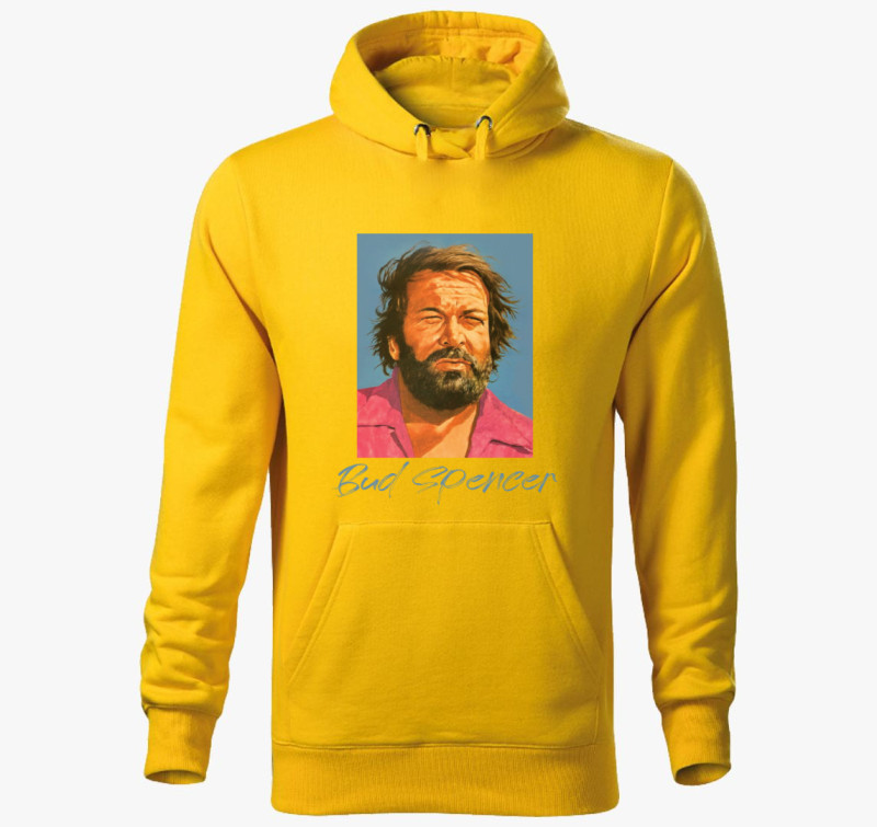 Bud Spencer színes arckép kapucnis pulóver — Sárga