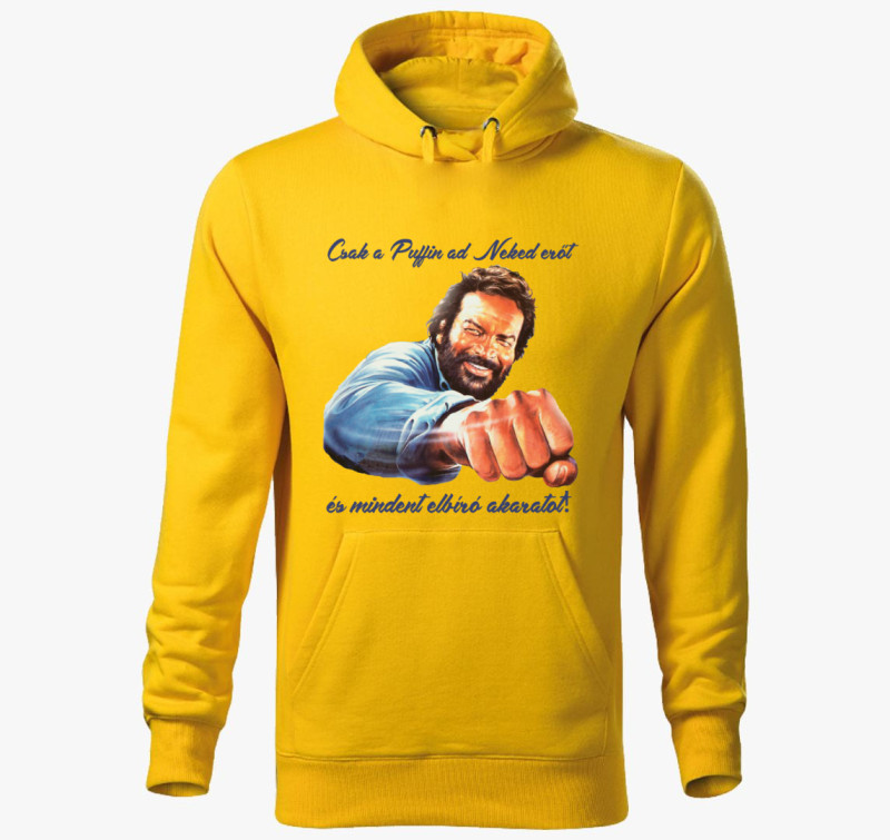 Bud Spencer puffin ököl kapucnis pulóver — Sárga