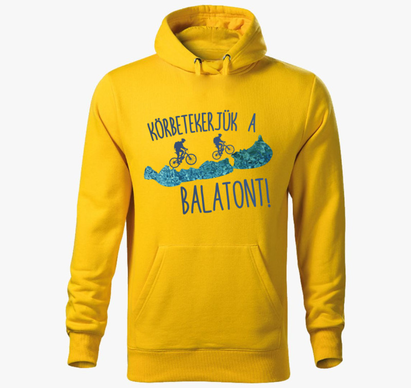 Körbetekerjük a Balatont kapucnis pulóver — Sárga