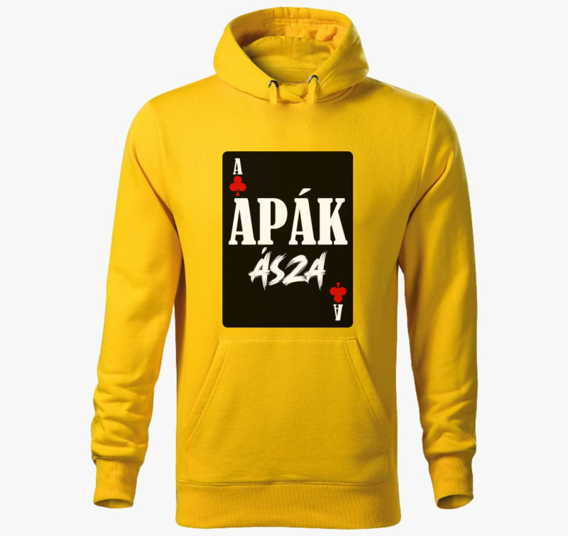 Apák ásza kártyás feliratos kapucnis pulóver — Sárga