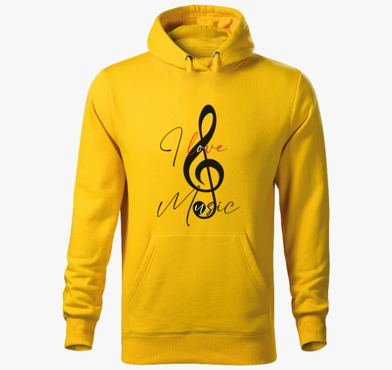 I love music kapucnis pulóver — Sárga