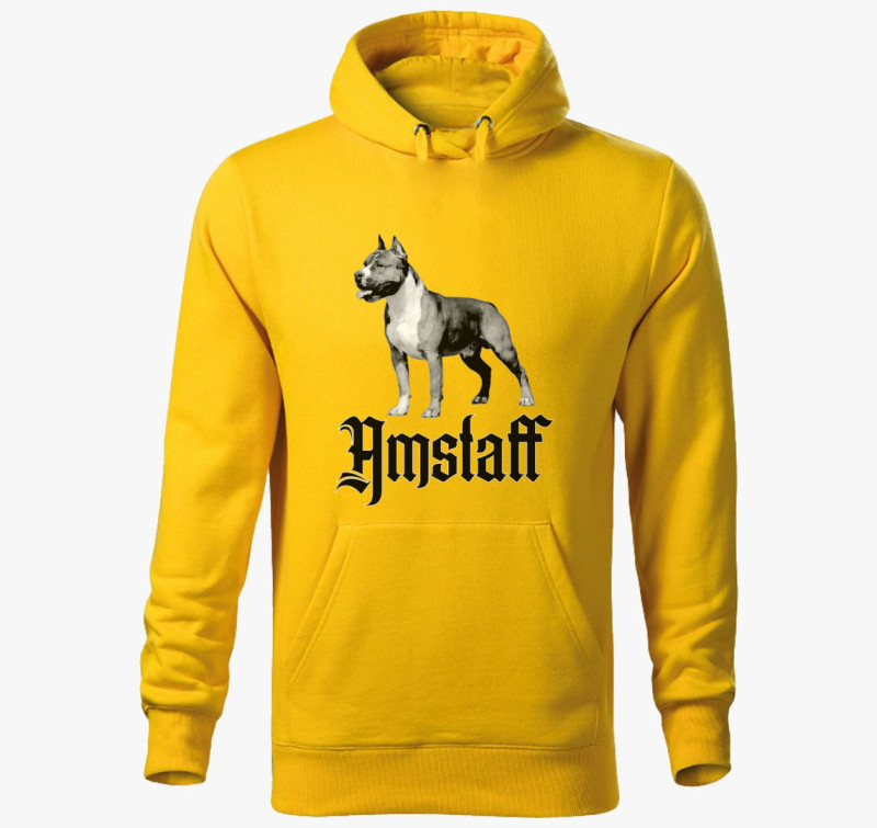 Amstaff kutya kapucnis pulóver — Sárga