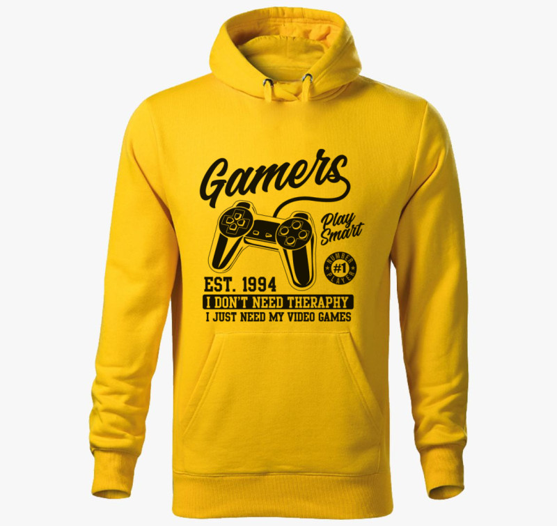 Gaming Theraphy kapucnis pulóver — Sárga