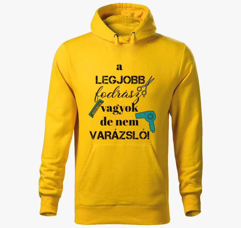 Fodrász vagyok, nem varázsló (férfi) kapucnis pulóver — Sárga