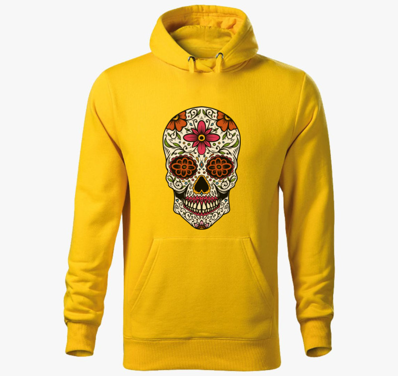 Halloween Calavera koponya kapucnis pulóver — Sárga
