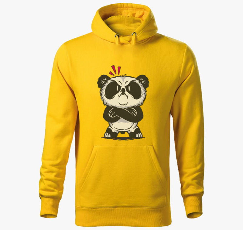 Morcos panda kapucnis pulóver — Sárga