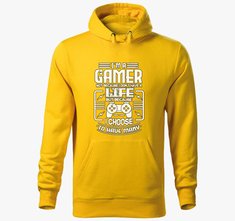 Gamer élet kapucnis pulóver — Sárga