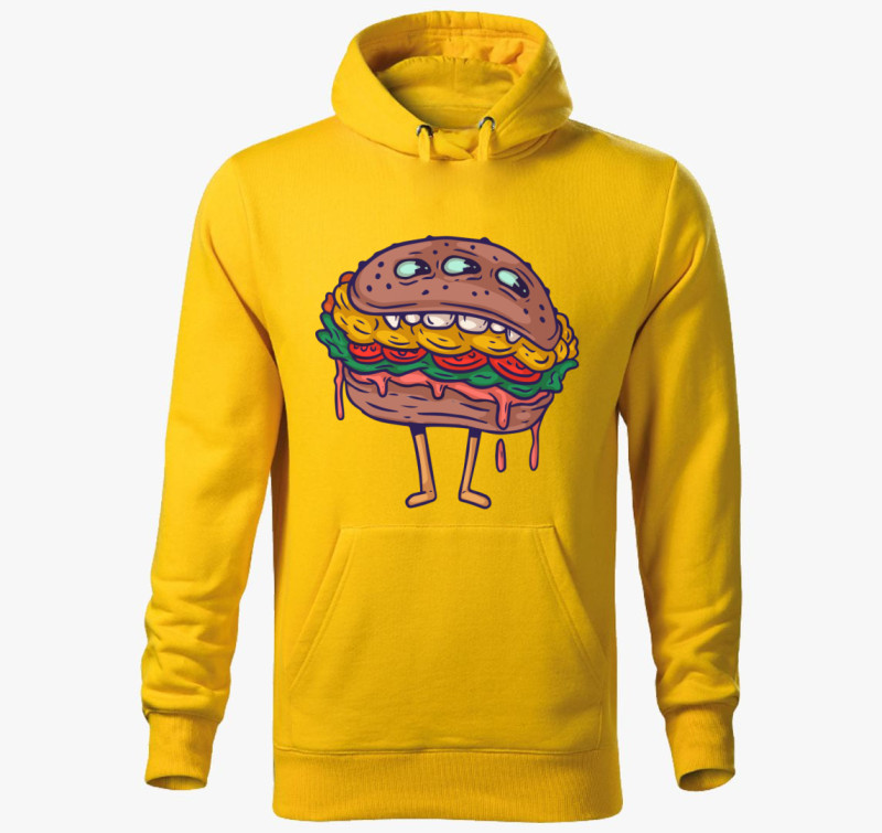 Hamburger szörny kapucnis pulóver — Sárga