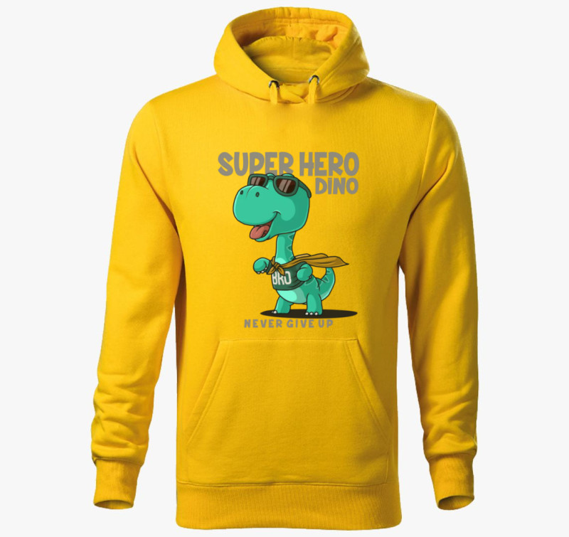 Dino Hero kapucnis pulóver — Sárga