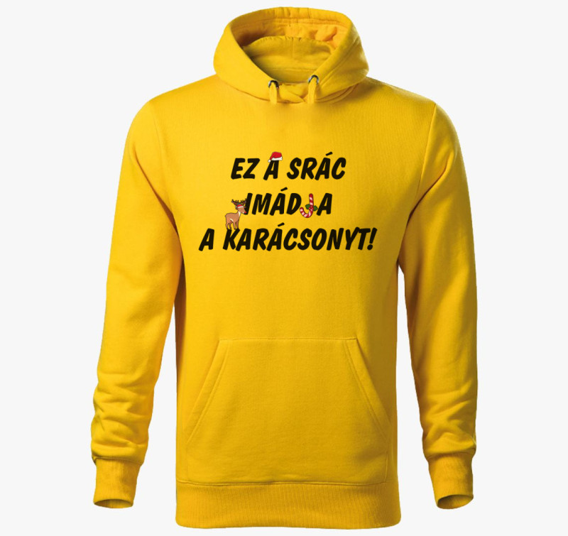 Ez a srác imádja a karácsonyt kapucnis pulóver — Sárga