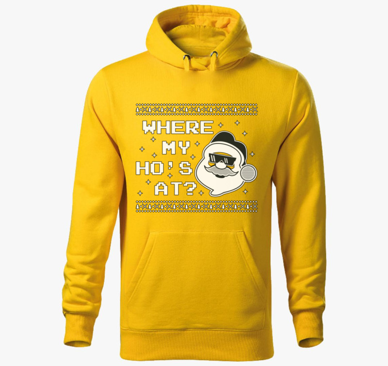 Where my hos at kapucnis pulóver — Sárga