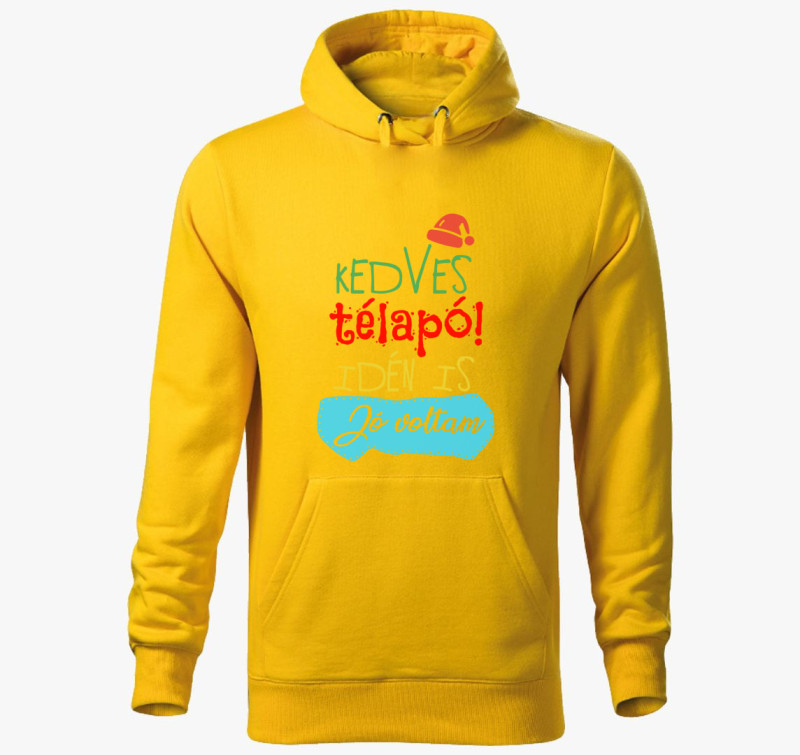 Kedves télapó kapucnis pulóver — Sárga