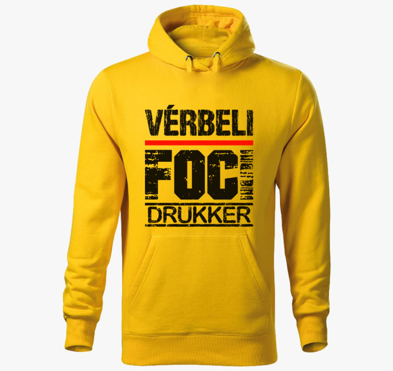 Vérbeli foci drukker kapucnis pulóver — Sárga