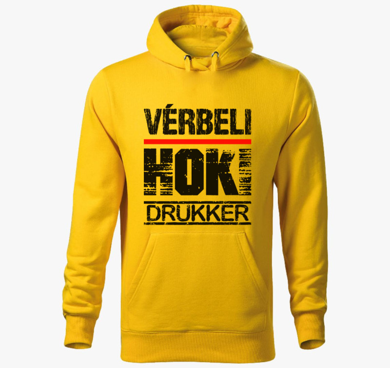 Vérbeli hoki drukker kapucnis pulóver — Sárga