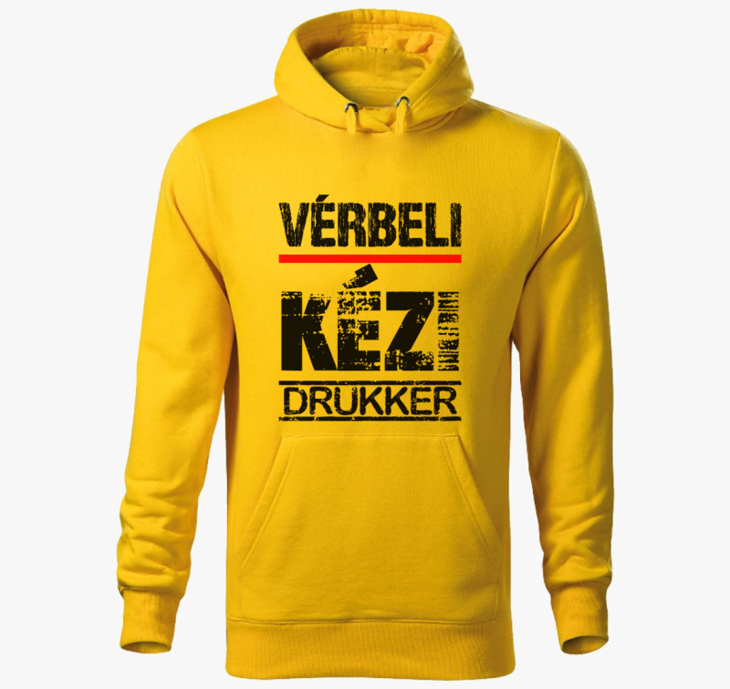 Vérbeli kézi drukker kapucnis pulóver — Sárga
