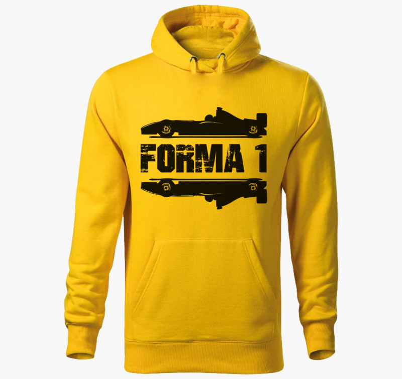 Forma 1 felirtaos kapucnis pulóver — Sárga