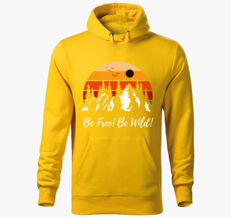 Be Free Be Wild! színes kapucnis pulóver — Sárga