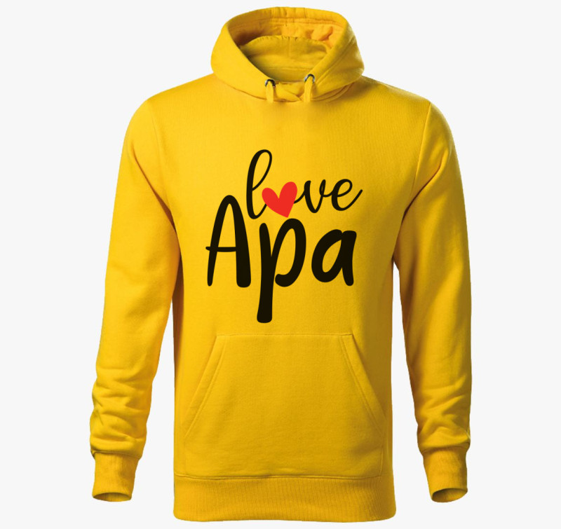 Love Apa kapucnis pulóver — Sárga