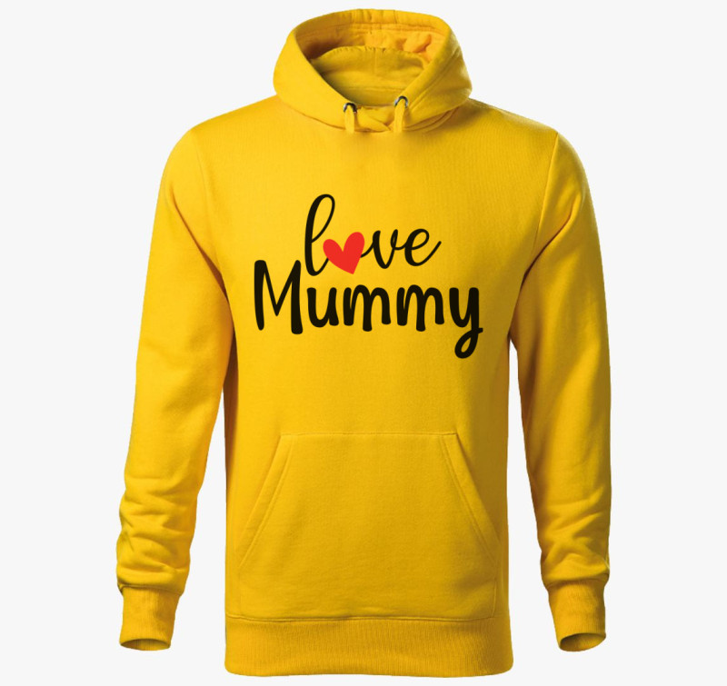 Love Mummy kapucnis pulóver — Sárga
