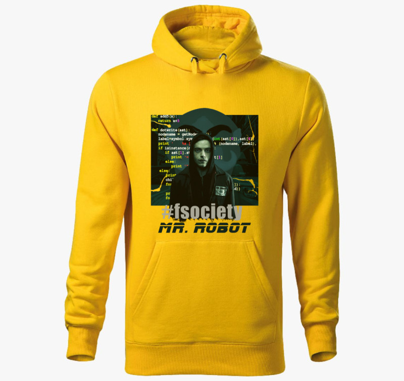 Mr. Robot kapucnis pulóver — Sárga