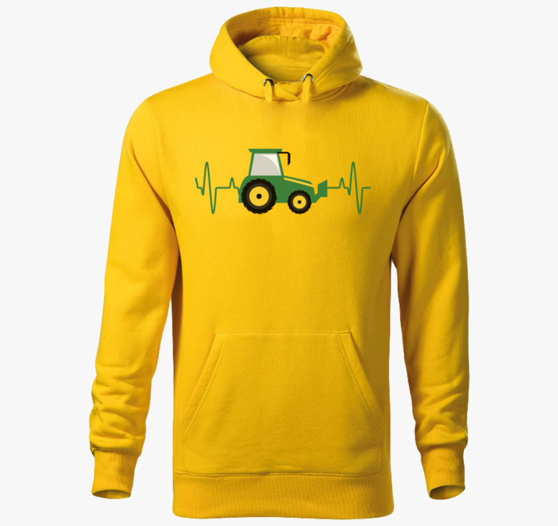 Traktor ekg kapucnis pulóver — Sárga