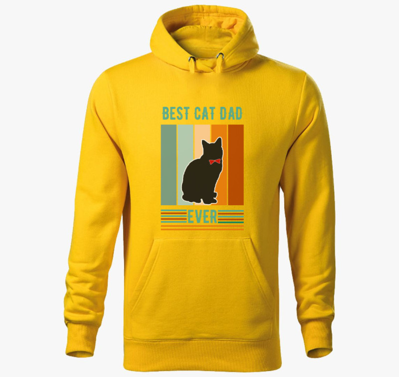 Best Cat Dad kapucnis pulóver — Sárga