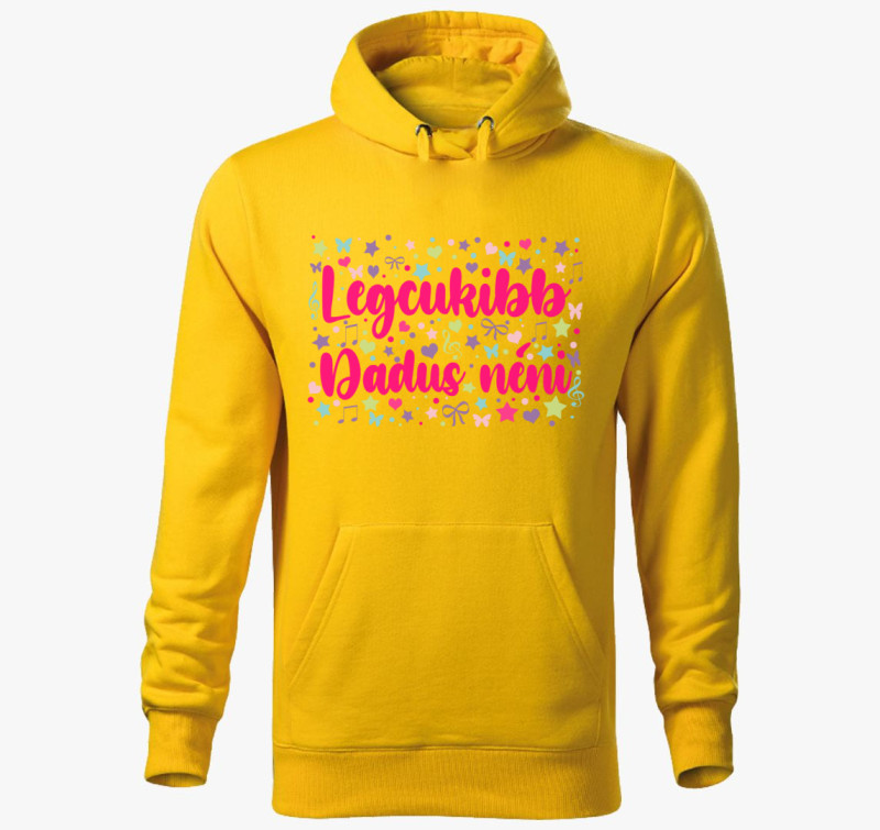 Dadus néninek Legcukibb Dadus néni kapucnis pulóver — Sárga