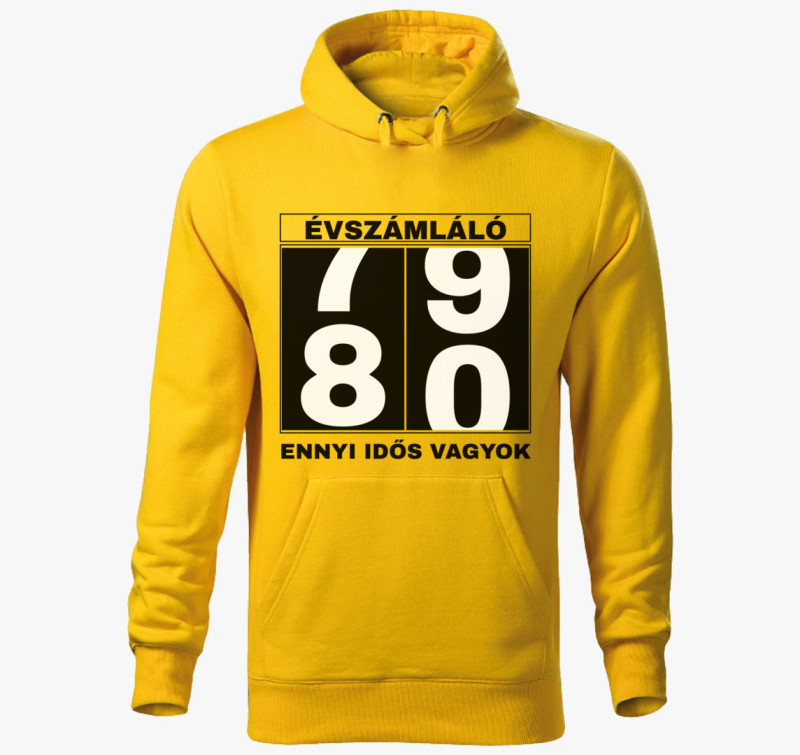 Évszámláló 80 éves szülinapi póló — Sárga