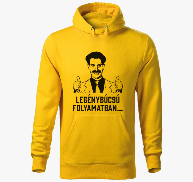 Borat legénybúcsú folyamatban kapucnis pulóver — Sárga