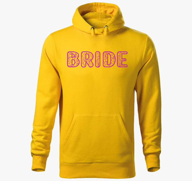 Bride virágos pink kapucnis pulóver — Sárga