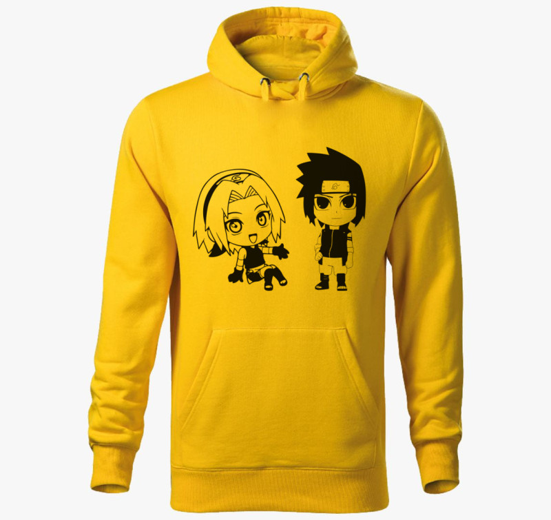 Anime karakterek kapucnis pulóver — Sárga