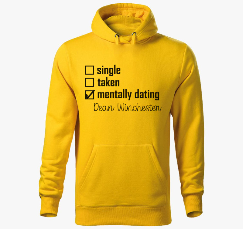 Mentally dating Dean Winchester kapucnis pulóver — Sárga