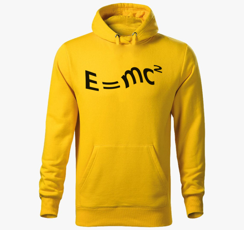 E=mc&sup2; kapucnis pulóver — Sárga