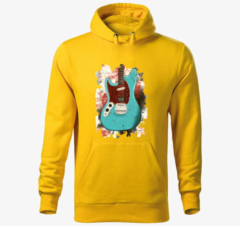 Kurt Cobain gitár kapucnis pulóver — Sárga