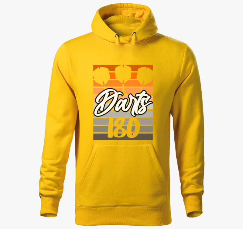 Dartsos design kapucnis pulóver — Sárga