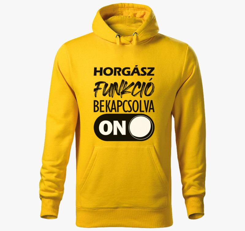 Horgász funkció kapucnis pulóver — Sárga