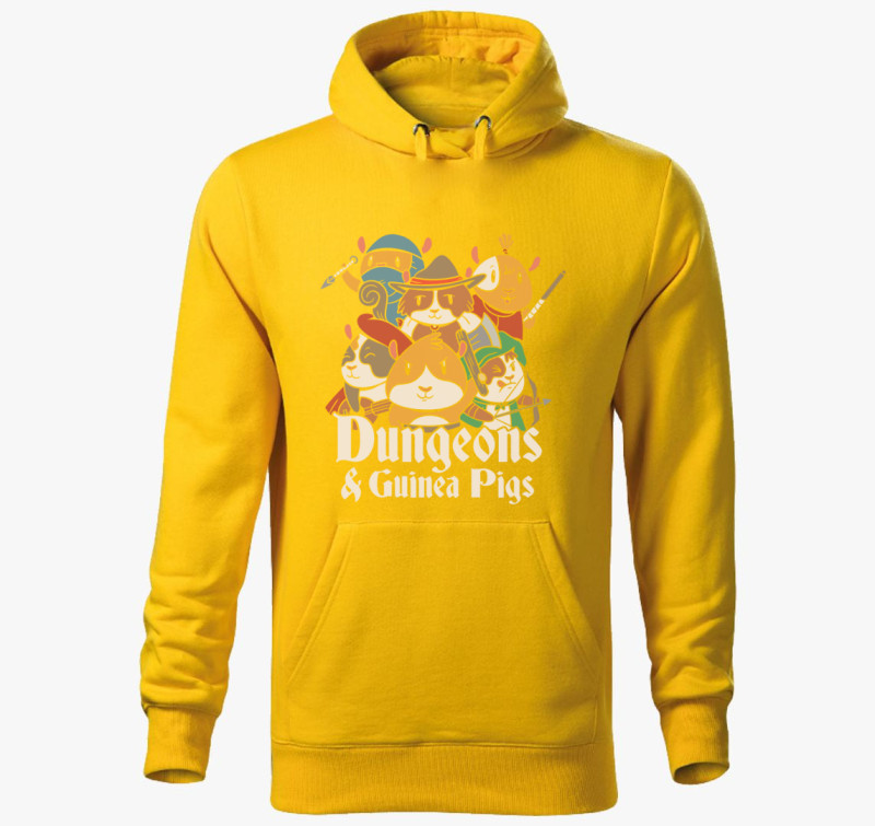 Dungeon and Guinea Pigs kapucnis pulóver — Sárga