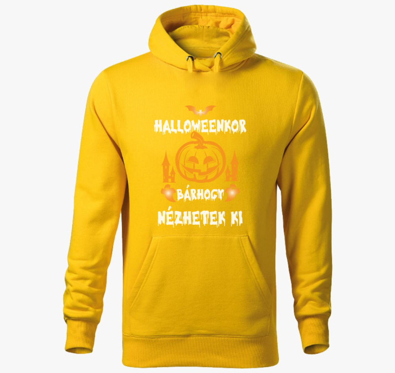 Halloweenkor bárhogy nézhetek ki kapucnis pulóver — Sárga