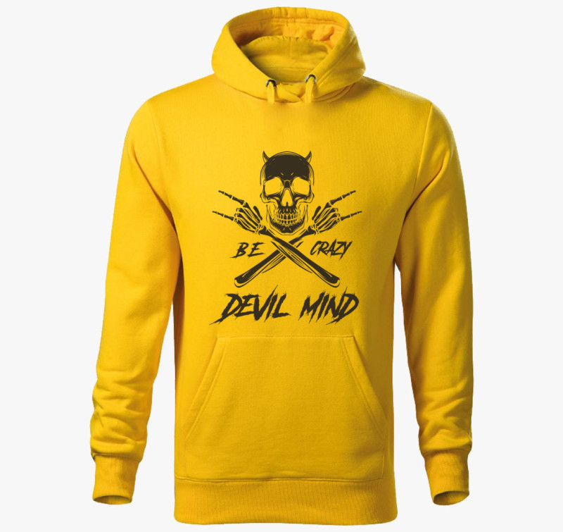Devil mind kapucnis pulóver — Sárga