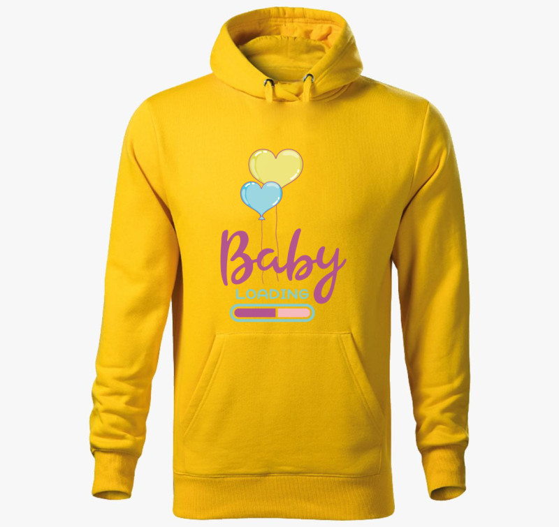 Baby loading lila kapucnis pulóver — Sárga