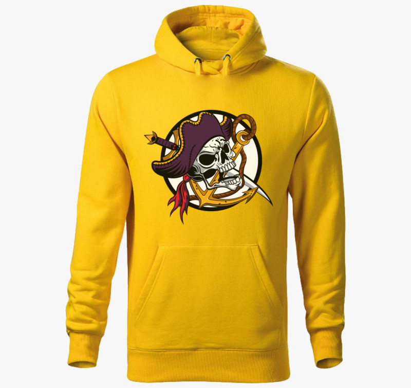 Pirate skull 3 kapucnis pulóver — Sárga