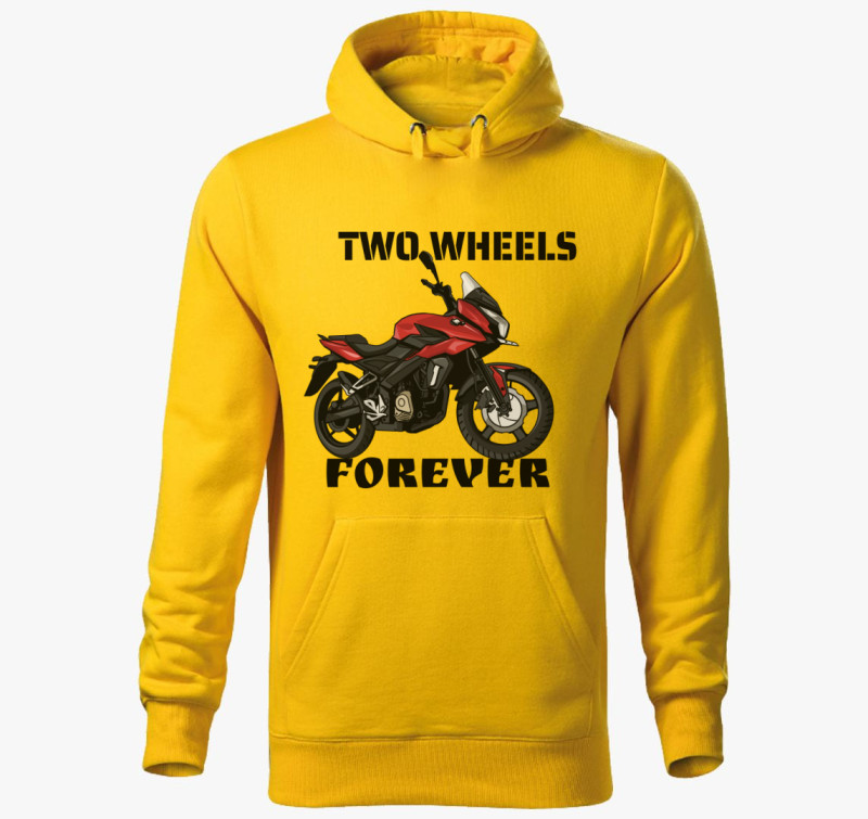 Two Wheels Forever kapucnis pulóver — Sárga