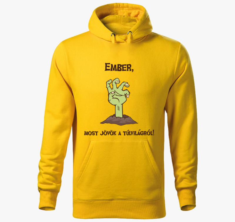 Ember, most jövök... kapucnis pulóver — Sárga